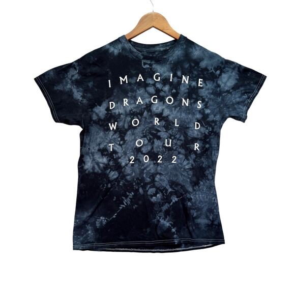 Imagine Dragons 2022 World Tour T-Shirt Black Tie-Dye Concert Tee 2 Sided M - Picture 1 of 4